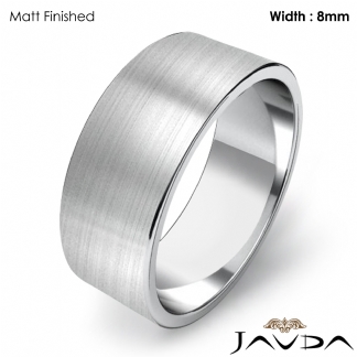 Men Wedding Band Flat Pipe Cut Plain Solid Ring 8mm 14k Gold White 8.6g 11-11.75 Sz