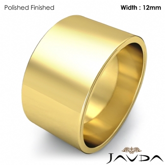 Mens Plain Wedding Band Flat Pipe Cut Ring 12mm 14k Gold Yellow 10.7g 6-6.75 Sz