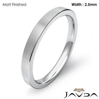 2.5mm Comfort Ring Men Wedding Flat Pipe Cut Band Platinum 950 4.3g 5-5.75 Sz