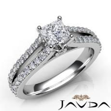 Side Stone Bezel Prong Set diamond Ring 14k Gold White