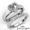 U Prong Diamond Engagement SemiMount Ring Heart Bridal Set 14k White Gold 0.4Ct - javda.com 
