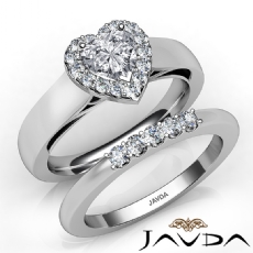 U Prong Bridal Set Halo diamond Ring 14k Gold White