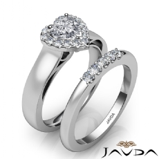 U Prong Bridal Set Halo diamond Ring 18k Gold White