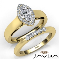 Cathedral Bridal Set Halo diamond Ring 18k Gold Yellow