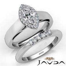 Cathedral Bridal Set Halo diamond Ring 18k Gold White