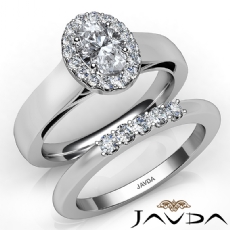 Bridal Set Halo Pave Filigree diamond Ring 14k Gold White