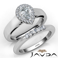 U Cut Pave Set Halo Bridal diamond Ring 18k Gold White
