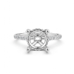 Hidden Halo U Pave Round Semi Mount Diamond Engagement Ring 14k White Gold 0.47Ct - javda.com 