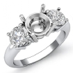 Round Diamond Semi Mount 3 Stone Engagement Ring Platinum 950 0.75Ct - javda.com 