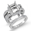 3.2Ct Diamond Engagement Ring Radiant Bridal Setting 18k White Gold Wedding Band - javda.com 