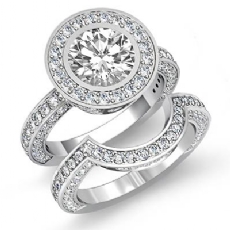 Designer Bezel Bridal Set diamond Ring Platinum 950