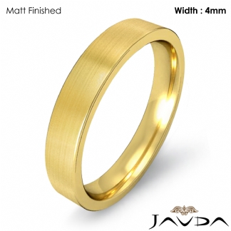 18k Gold Yellow Flat Pipe Cut Comfort Fit Band Men Wedding Ring 4mm 6.8g 12-12.75 Sz