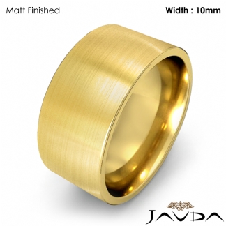 Comfort Flat Pipe Cut Ring Mens Wedding Band 10mm 14k Gold Yellow 12.2g 8-8.75 Sz