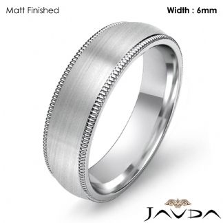 Men Wedding Comfort Fit Band Dome Milgrain Ring 6mm Platinum 950 11g 6-6.75 Sz