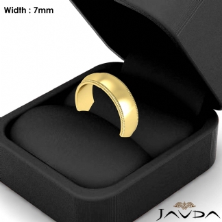 Dome Milgrain Edge Ring Men Wedding Solid Band 7mm 18k Gold Yellow 11.3g 12-12.75 Sz