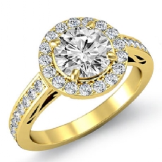 Halo Pave Set Filigree Basket diamond Ring 14k Gold Yellow
