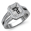 0.92Ct Diamond Engagement Halo Ring Emerald Semi Mount 14k White Gold - javda.com 