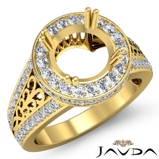 Round Diamond Engagement Ring Pave Setting 18k Gold Yellow Wedding Band 1.35Ct