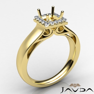 Princess Diamond Engagement Halo Pave Setting Semi Mount Ring 18k Gold Yellow 0.2Ct