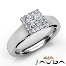 French Pave Halo Cathedral diamond Ring 14k Gold White