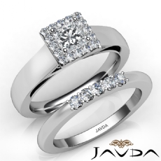 Halo Prong Setting Bridal Set diamond Ring 14k Gold White