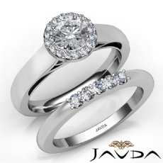 U Prong Setting Halo Bridal diamond Ring 18k Gold White