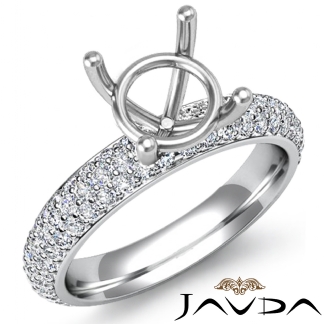 1.08Ct Round Pave Setting Diamond Women Engagement Ring Semi Mount 14k Gold White