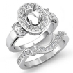 1.45Ct 3 Stone Diamond Engagement Ring Platinum 950 Bridal Set Oval Semi Mount - javda.com 