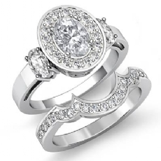 Classic 3 Stone Bridal Set diamond Ring 18k Gold White