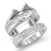 2.1Ct Diamond Princess Channel Engagement Ring Round Bridal Set 18k White Gold - javda.com 