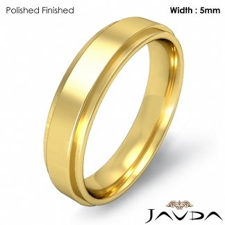 Flat Step Solid Ring Mens Wedding Plain Band 5mm 18k Gold Yellow 7.1g 11-11.75 Sz