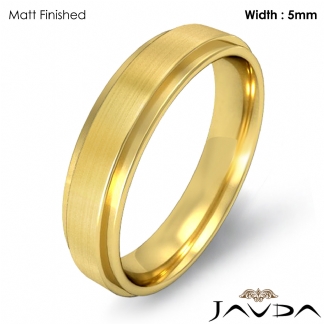 Flat Step Solid Ring Mens Wedding Plain Band 5mm 18k Gold Yellow 7.1g 11-11.75 Sz