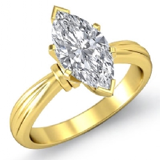 Ridged Solitaire diamond Ring 14k Gold Yellow
