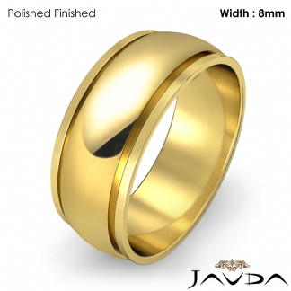 Mens Plain Wedding Solid Band Dome Step Ring 8mm 14k Gold Yellow 7.2g 8-8.75 Sz