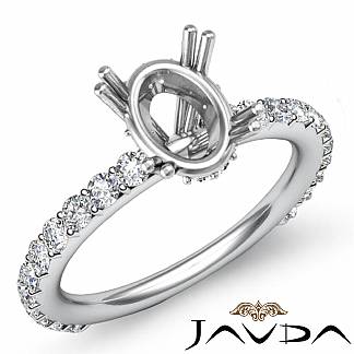 0.45Ct Oval Diamond 4 Prong Engagement Ring Setting 18k Gold White Semi Mount