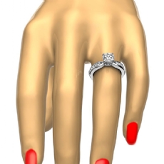 Pinched Shank 4 Prong Peg Head diamond Ring 18k Gold White