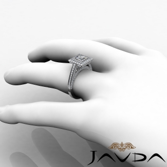 1.25Ct Halo Setting Diamond Engagement Princess Semi Mount Ring Gold W18k