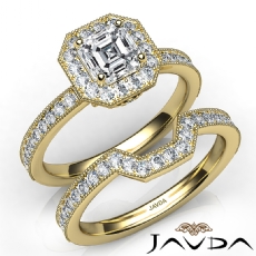 Milgrain Bezel Set Bridal diamond Ring 18k Gold Yellow