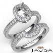 Pave Diamond Engagement Ring Cushion Bridal Set 18k White Gold Semi Mount 1Ct - javda.com 
