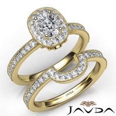 Milgrain Bezel Bridal Set diamond Ring 18k Gold Yellow