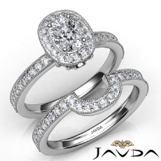 Milgrain Bezel Bridal Set diamond Ring 18k Gold White