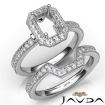 Pave Diamond Engagement Ring Emerald Bridal Set Platinum 950 Semi Mount 1Ct - javda.com 
