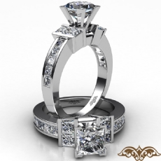 Channel Set Shank Prong diamond Ring Platinum 950