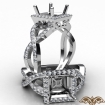 Diamond Engagement Princess Semi Mount Ring Split-Curve Shank Platinum 950 0.68Ct - javda.com 