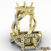 Diamond Engagement Princess Semi Mount Ring Split-Curve Shank 18k Yellow Gold 0.68Ct - javda.com 