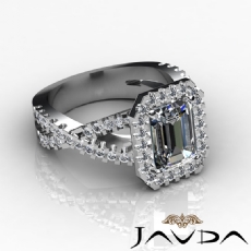 Cross Shank Halo Prong Set diamond Ring 18k Gold White