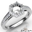 Hexagon Pave Setting Diamond Engagement Round Semi Mount Ring Platinum 950 0.5Ct - javda.com 