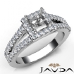 Diamond Engagement Princess Semi Mount 14k Gold White Halo Prong Setting Ring 0.75Ct