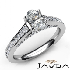 Pave Bridge Classic Sidestone diamond Ring 14k Gold White