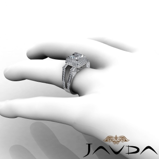 1.75Ct Diamond Engagement Ring Princess Semi Mount Halo Setting Platinum